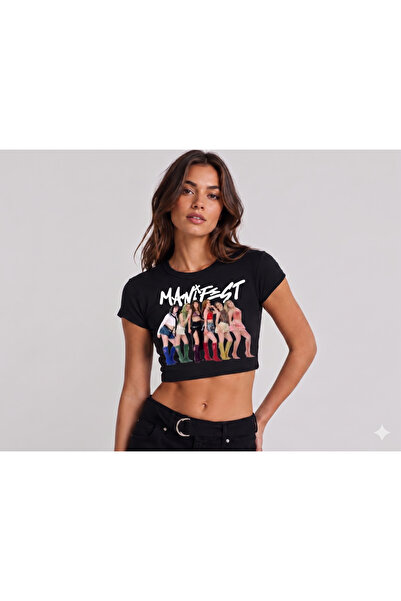 Huw Crop T-Shirt MANIFEST, pamučna majica sa kratkim rukavima i okruglim izrezom