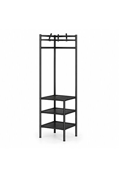 OEM Cuier de Colț cu 3 Rafturi și Agățători TM3-303, Negru, 185 cm