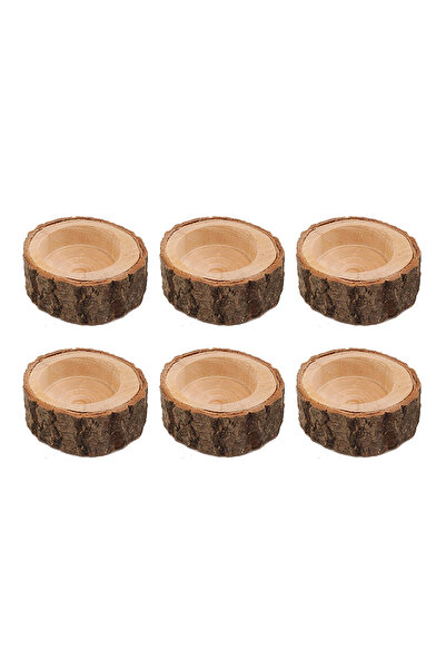 Choice Brown 6 Pack Wooden Decorative Candle Holder, Vintage Wooden Tealight ...