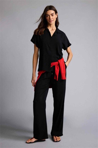 DeFacto J8738Azbk27 Black Florida Florida High Waist Wide Leg Belmando Pants ...