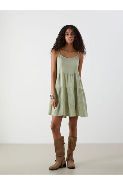 LC Waikiki I U Roba Collar Textured Mini Rope Strap Dress from Freezen Store