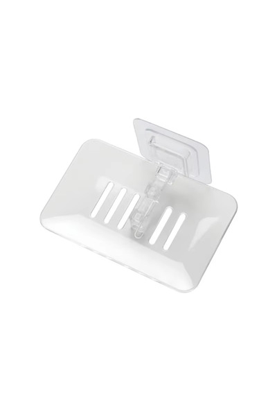 Choice White Transparent Drain Soap Holder No Punch Paste Wall Mounted Shower...