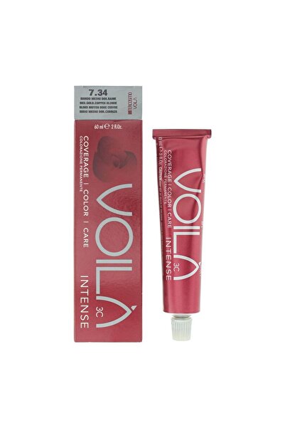 OEM Intercosmo, Voila 3C Intense, Vopsea de păr permanentă, 7.34 Blond auriu-...