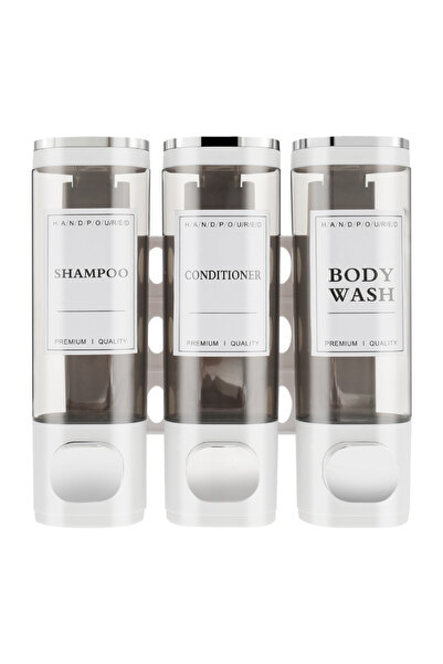 Choice1 White Wall Mounted Soap Dispenser Bathroom Shampoo and Conditioner Sh...