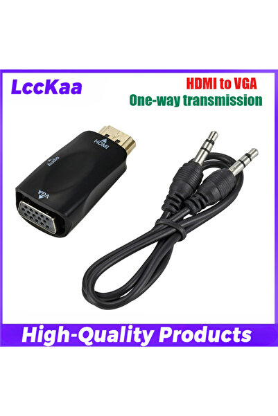 Choice1 محول HDMI أسود 1080P متوافق مع VGA ذكر إلى أنثى مع واجهة صوت 3.5 ملم