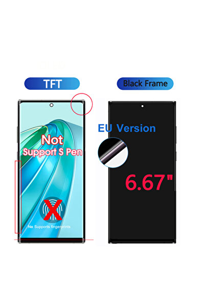 Choice12 شاشة عرض TFT سوبر أموليد 6.8 بوصة بإطار أسود لـ S23 Ultra S918 مع لو...