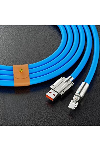Choice8 كابل بيانات USB-C إلى Type-C بطول 2 متر، أزرق، 120 واط، 6 أمبير، قابل...