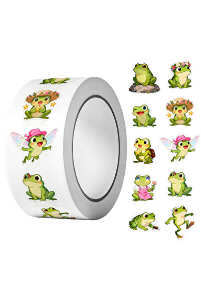 Choice NO024 1Roll(500Pcs)10 Irregular Cartoon Happy Frogs Stickers Art Craft...