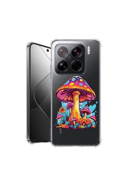 bestcase Калъф за Xiaomi 15, Удароустойчив 1.5ММ, Гъби в мечтани цветове, Защ...