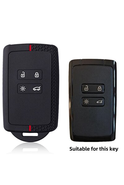 Choice1 Black Red Line New Style Silicone Car Card Key Case Cover Fob for Ren...