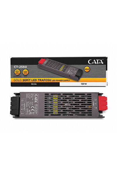 Cata CT-2560v Gold Şerit Led Trafosu 12V DC 150W 12.5A Metal Kasa Adaptör