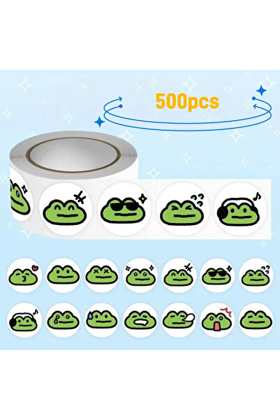 Choice1 500 قطعة ملصقات كرتونية لطيفة على شكل ضفدع - 500 قطعة ملصقات ذاتية ال...