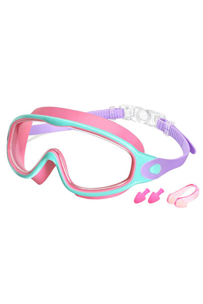 Choice3 Pink-purple Colorful Kids Swim Goggles Wide Vision Anti-UV Anti-Fog N...