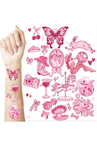 Choice 380*261*236mm Pink Pony Club Temporary Tattoos - Disco Cowgirls Girls ...