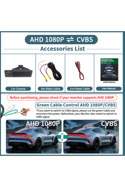 Choice 12 فولت AHD 1080P-CVBS AHD 1080P 170 °   كاميرا خلفية للرؤية الخلفية م...