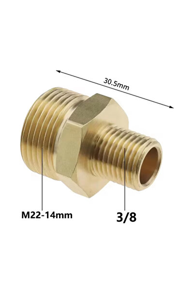 Choice COLORLESS Brass Pressure Washer Coupling Adapter M22-14mm Male to 3/8 ...