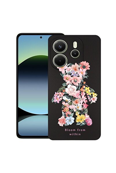 bestcase Husă pentru Xiaomi Redmi Note 14, Ursuleț de pluș cu flori în interi...