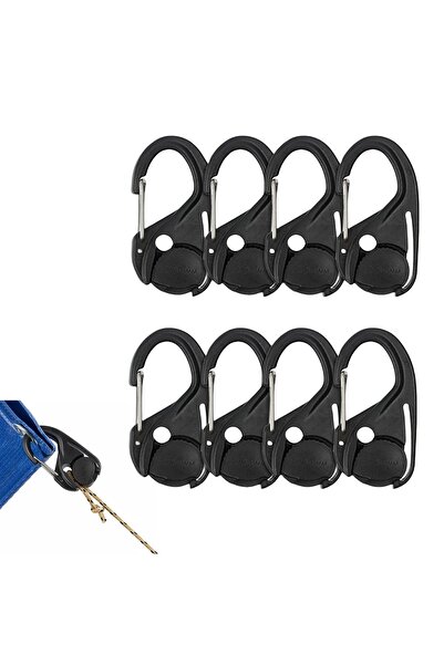 Choice black 8-piece outdoor automatic tensioning rope clip, adjustable hook,...