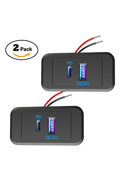Choice1 2Pack-PDQC-54W Mini 54W 12V RV USB Outlet Panel 36W PD USB-C & 18W QC...
