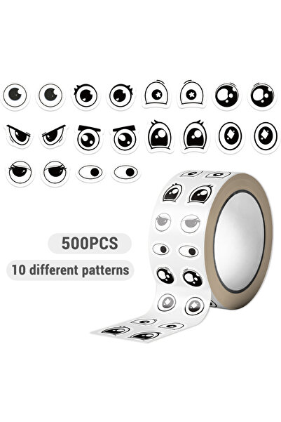 Choice 500PCS-JJTZ-114 500PCS Eye Stickers Labels Cute Black White Cartoon Ey...
