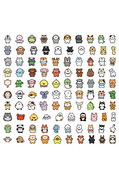 Choice 100PCS 100 Pcs Hand-Drawn Cute Animal Graffiti Stickers - Waterproof D...