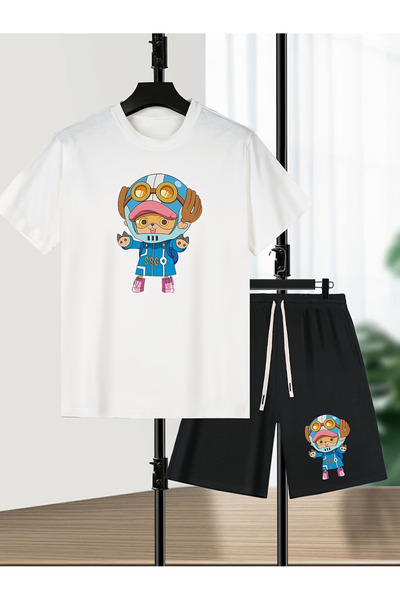 Joetsu Carton print soft short sleeve top and shorts set