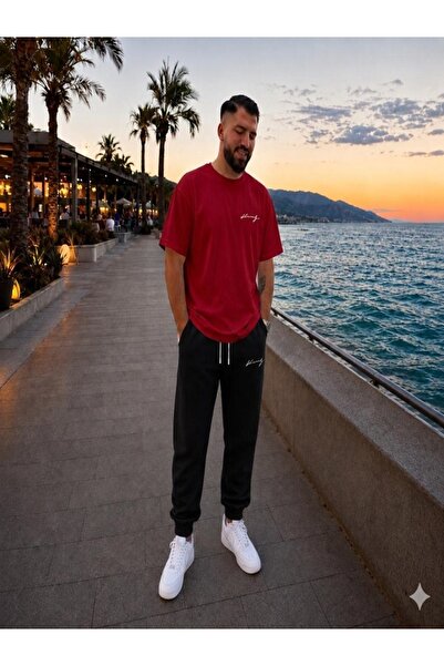 FAEL LİFE Unisex Wide Cut T-Shirt and Sweatpants King Hand Printed Set