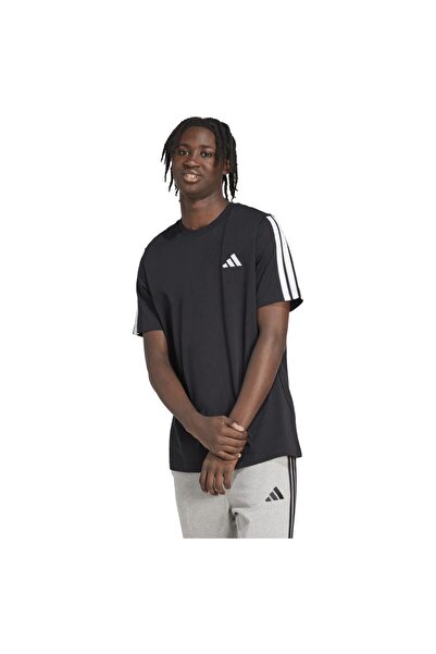 adidas Tricou bărbătesc cu mânecă scurtă, cu 3 dungi, din jerseu simplu, mări...