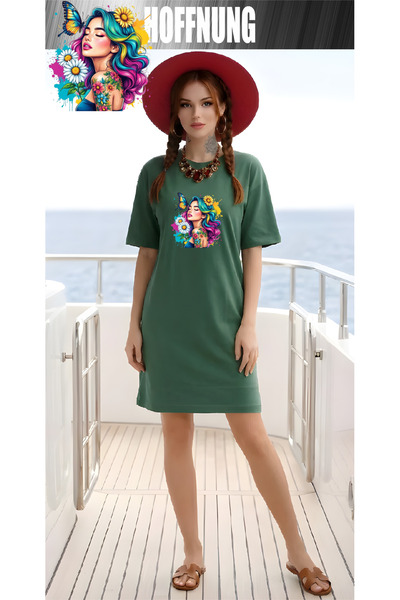 HOFFNUNG Women's Short Sleeve Crew Neck T-Shirt Dress Nightgown