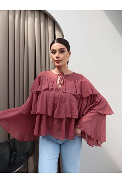 ESRAHELVACI Flounce Collar Tie-Back Blouse