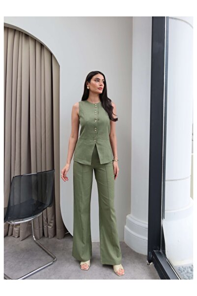 ESRAHELVACI Button Front Vest Pants Suit