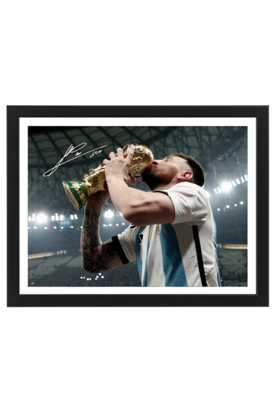 Boomah Accessories Lionel Messi Argentina Champion Autographed Poster with Fr...