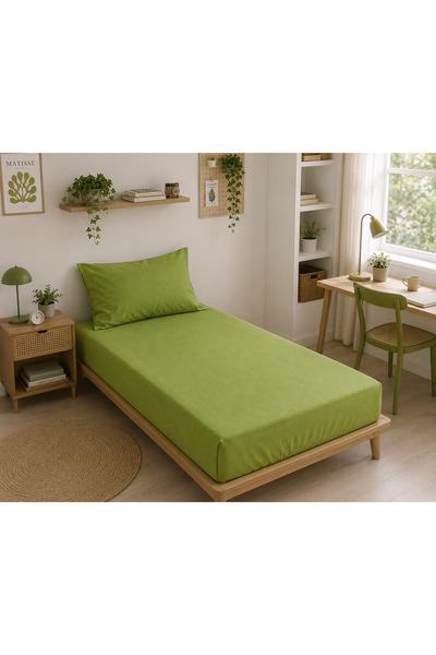 MundoLindo Elastic Sheet Set for Single Bed, 100% Cotton, Pillowcase Included