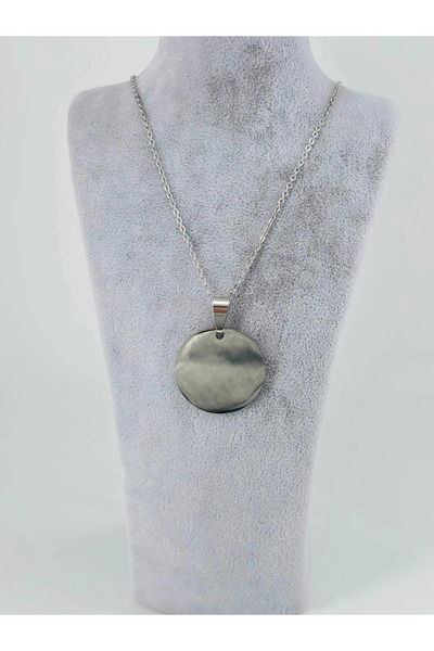 Twin Store قلادة رجالية من الفولاذ بتصميم دائري كبير الحجم - Ekl0123