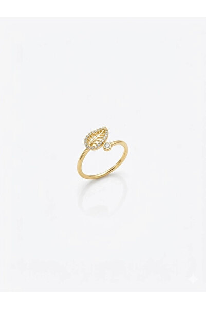 Twin Store Leaf Design Stone Ring - Yz0245