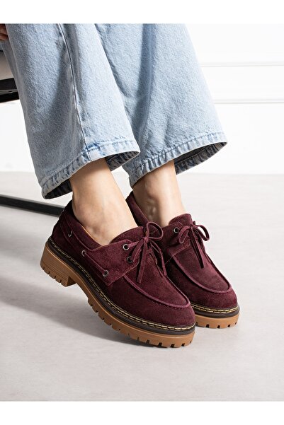 ALEMDAR AYAKKABI Lavento Burgundy Genuine Leather Women's Loafer