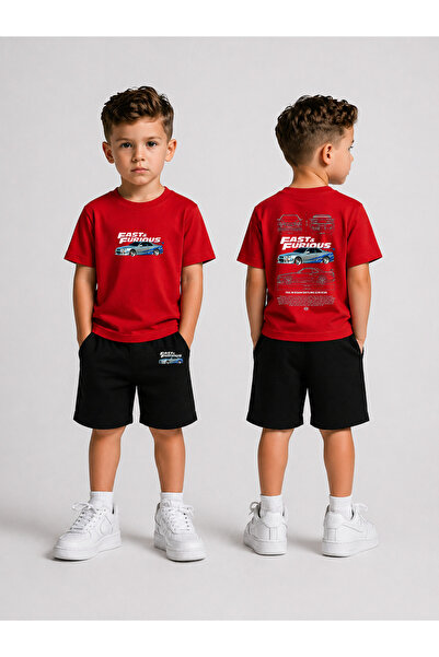 LORVEX Children's T-Shirt and Shorts Set Printed Cotton Summer Combination