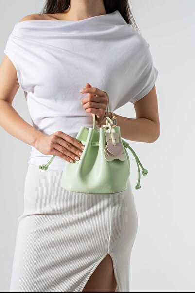 ÖZÜM ÇANTA Duru Model Women's Cat Charm Gift Hand Shoulder Crossbody Bag Mint...