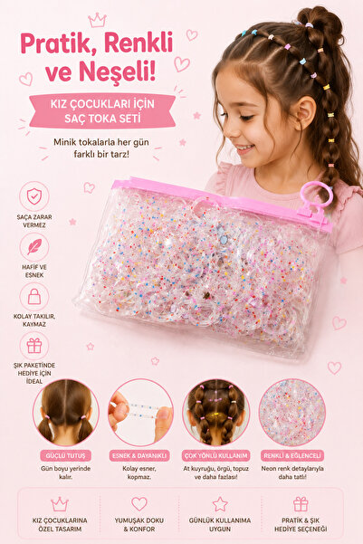 Trend Mix Kids 200 Pieces Colorful Mini Rubber Hair Clips Girls' Hair Rubber ...