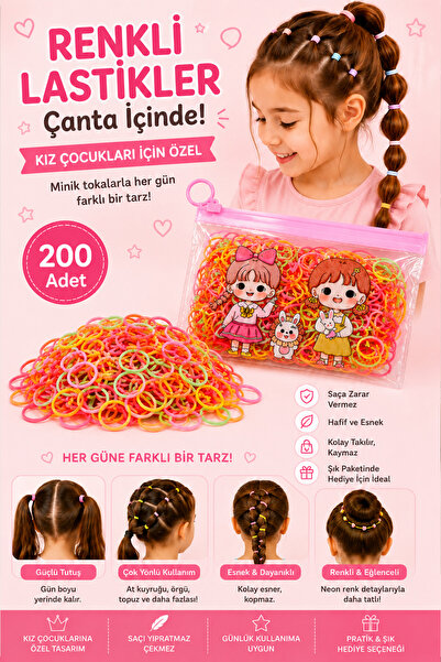Trend Mix Kids 200 Pieces Colorful Mini Rubber Hair Clips Girls' Hair Rubber ...