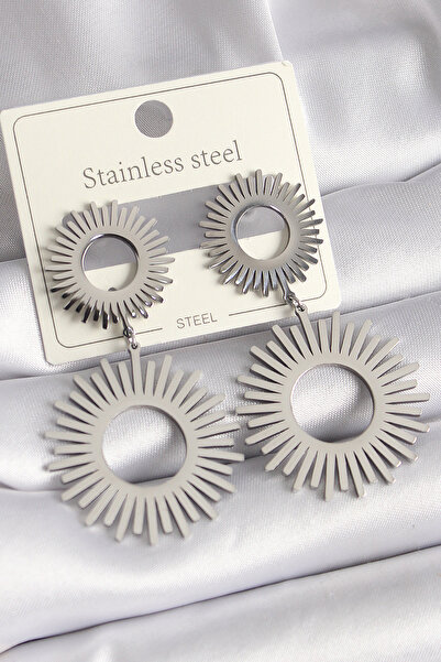 Generic Brand 316L Steel Silver Color Sallant Sun Model Women's Earrings 5886