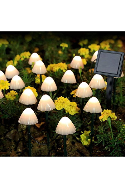 Rovo Set de 30 de lămpi solare LED albe, în formă de ciuperci, lumină alb cal...