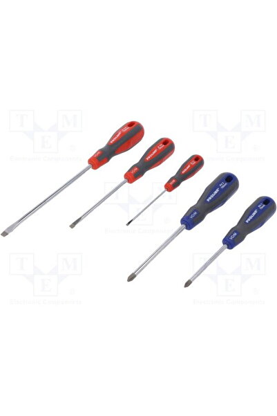 Proline CR-VA-MO Screwdriver Set, soft-touch handle, 5 pieces