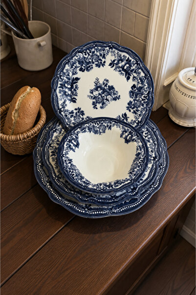RUBİ PORSELEN Velour Navy 6 Kişilik 24 Parça Porselen Yemek Takımı