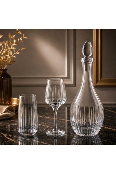 sglass Çubuk 13 Parça 6 Kişilik Kristal Cam Bardak Takımı