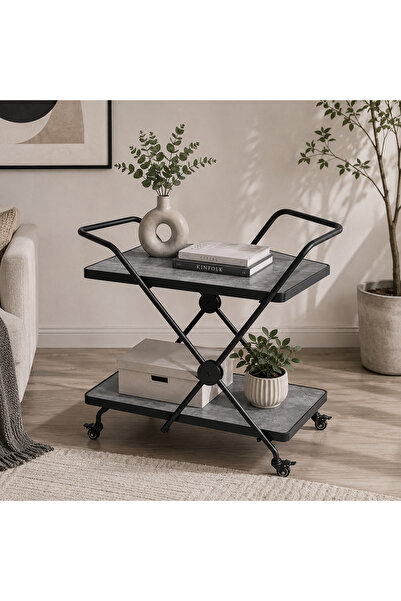 N.zone Elegant Modern Design Rolling Serving Cart with 2 Functional Shelves 7...