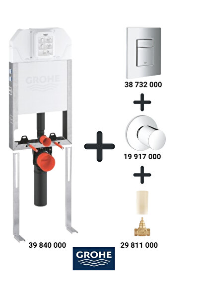 Grohe Gömme Rezervuar Seti Uniset Slim (Buton 3873200 Vana 19917000 Dahil 4 P...