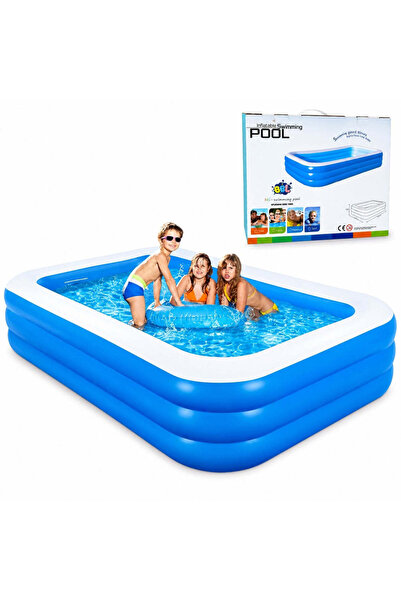 CASA JOY Piscina gonflabilă 305x172x54 cm, dreptunghiulară cu 3 inele pentru ...