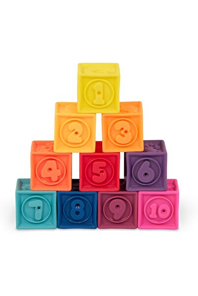 B. toys by Battat مكعبات ألعاب الأطفال - ألعاب التكديس والبناء - 10 مكعبات تع...