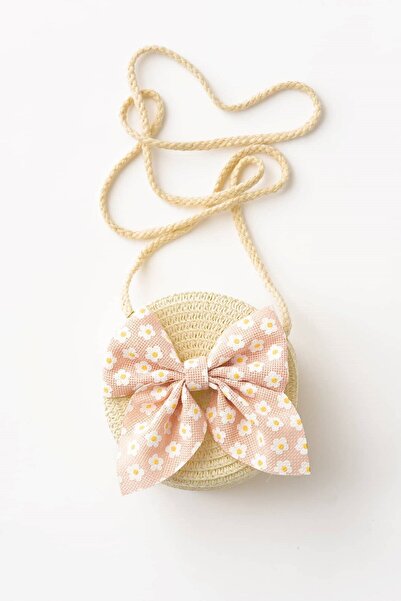 Banamio Daisy Patterned Bowknot Straw Bag for Girls